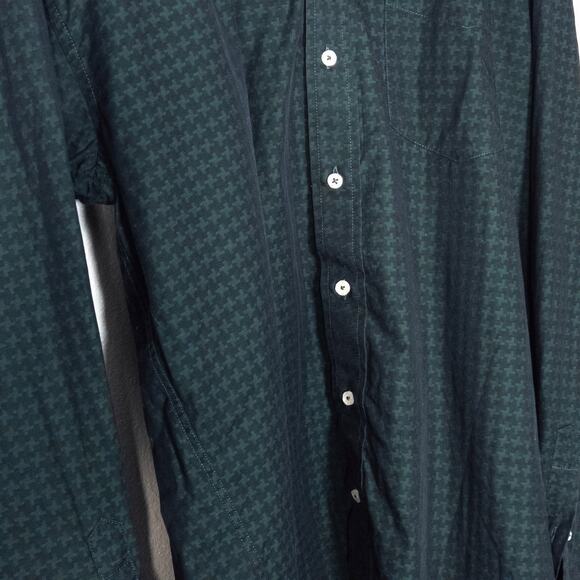 Resistol Men's Button Down Shirt Green Micro Houndstooth XL Heritage Western - Picture 4 of 7